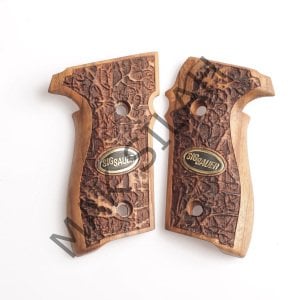 Sig Sauer P228 P229 Sarı Metal Arma Sig Dalga Motif Ceviz Ahşap Silah Kabze