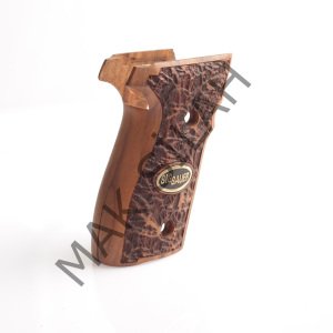 Sig Sauer P228 P229 Sarı Metal Arma Sig Dalga Motif Ceviz Ahşap Silah Kabze