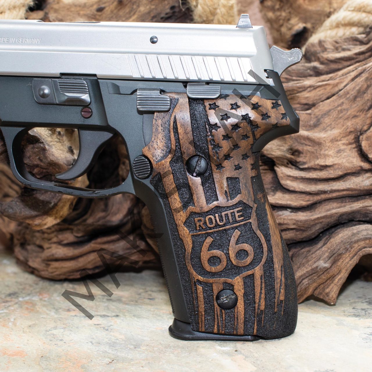 Sig Sauer P 228 P 229 Route 66 Ceviz Ahşap Silah Kabze