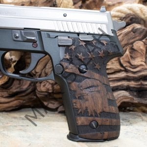 Sig Sauer P 228 P 229 Amerikan Bayraklı Kartal Ceviz Ahşap Silah Kabze