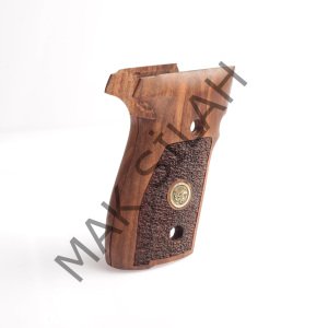 Sig Sauer P 228 P 229 Sarı Metal Arma Aslan Tarama Motif Ceviz Ahşap Silah Kabze