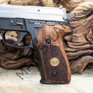 Sig Sauer P 228 P 229 Sarı Metal Arma Aslan Tarama Motif Ceviz Ahşap Silah Kabze