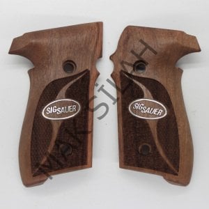 Sig Sauer P 228 P 229 Beyaz Metal Arma Siyah Mine Çift Motif Ceviz Ahşap Silah Kabze