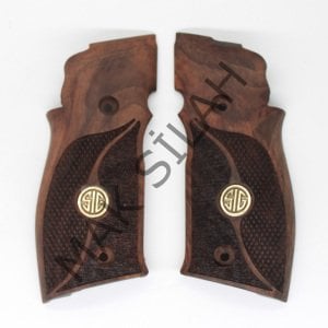 Sig Sauer X5 X6 Sarı Metal Arma Sig Çift Motif Ceviz Ahşap Silah Kabze