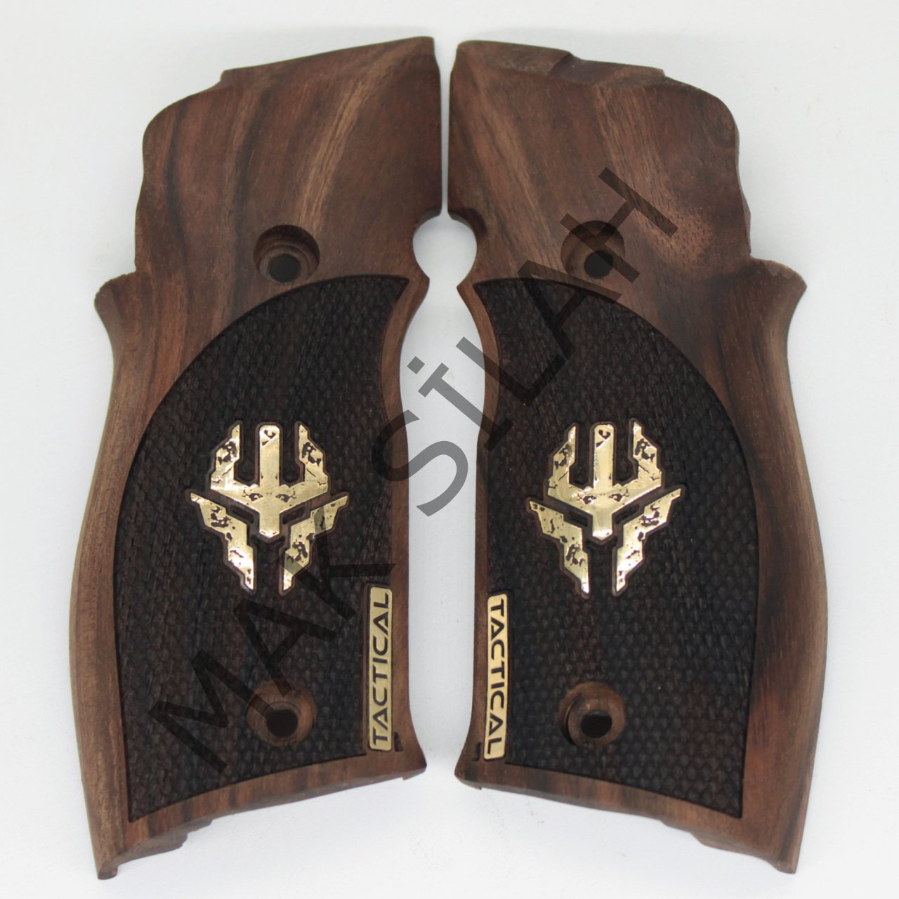 Sig Sauer X5 X6 Sarı Metal Transformers Nokta Motif Ceviz Ahşap Silah Kabze