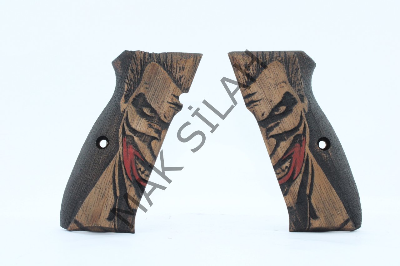 Cz 75 B 85 B Joker Kırmızı Göz Ağız Ceviz Ahşap Silah Kabze
